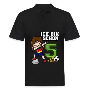 Fußball Mädchen Ich bin schon 5 Geburtstag - Männer Poloshirt - Schwarz - Vorne - Kai (181cm)