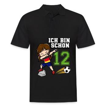 Fußball Mädchen Ich bin schon 12 Geburtstag - Männer Poloshirt - Schwarz - Vorne - Kai (181cm)