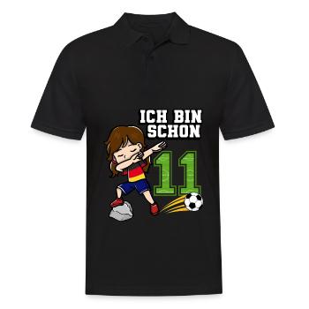 Fußball Mädchen Ich bin schon 11 Geburtstag - Männer Poloshirt - Schwarz - Vorne - Kai (181cm)