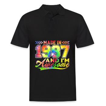 Made In 1987 Und Ich Bin Awesome Tie Dye Bunte - Männer Poloshirt - Schwarz - Vorne - Kai (181cm)