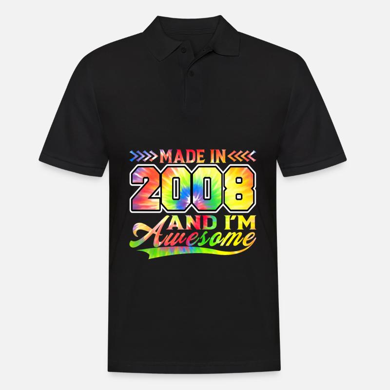 Made In 2008 Und Ich Bin Awesome Tie Dye Bunte - Männer Poloshirt - Schwarz