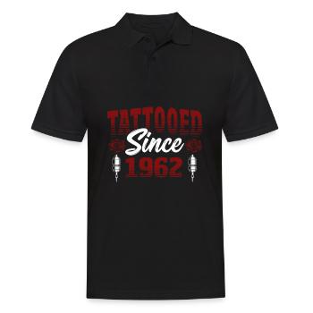Tattooed Since 1962 Red Rose Theme Tattoo Ink - Men's Polo Shirt - black - Front - Kai (181cm)