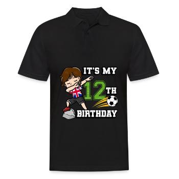 Soccer Boy C’est mon 12e anniversaire Flag Des - Polo Homme - noir - Devant - Kai (181cm)