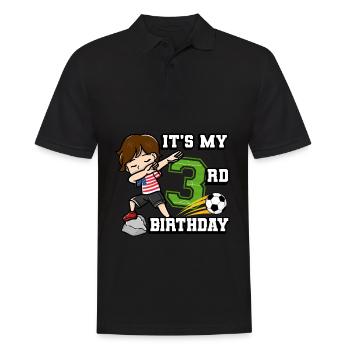Garçon de football C’est mon 3ème anniversaire - Polo Homme - noir - Devant - Kai (181cm)