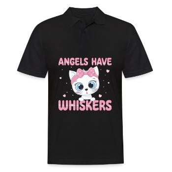 Les anges ont des moustaches | Chemise de chat mignonne - Polo Homme - noir - Devant - Kai (181cm)