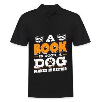 Book Is Good Cat Makes It Better | - Polo Homme - noir - Devant - Kai (181cm)