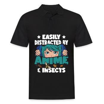 Easily distracted by anime | Anime lovers | - Men's Polo Shirt - black - Front - Kai (181cm)