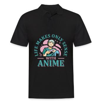 Das Leben Macht Nur Sinn Anime | Anime-liebhaber - Männer Poloshirt - Schwarz - Vorne - Kai (181cm)