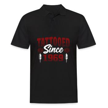 Tattooed Since 1969 Red Rose Theme Tattoo Ink - Men's Polo Shirt - black - Front - Kai (181cm)