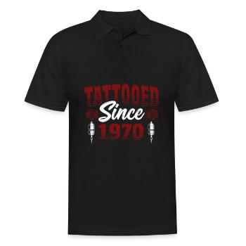 Tattooed Since 1970 Red Rose Theme Tattoo Ink - Men's Polo Shirt - black - Front - Kai (181cm)