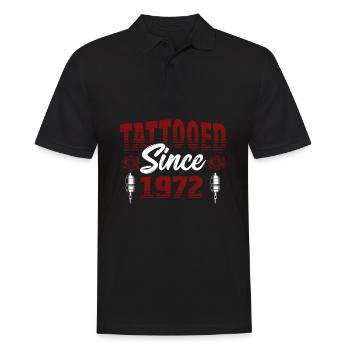 Tattooed Since 1972 Red Rose Theme Tattoo Ink - Men's Polo Shirt - black - Front - Kai (181cm)