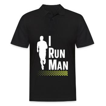 I Run Man | Laufbekleidung | Fitness Shirt | - Männer Poloshirt - Schwarz - Vorne - Kai (181cm)