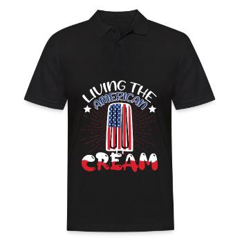 Living The American Cream | July 4 Shirt | Fourth - Men's Polo Shirt - black - Front - Kai (181cm)