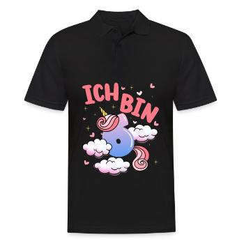 Ich Bin 6 Jahre Alt | Einhorn-thema | 6. - Männer Poloshirt - Schwarz - Vorne - Kai (181cm)