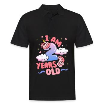I am 2 years old | Unicorn theme | 2nd - Men's Polo Shirt - black - Front - Kai (181cm)