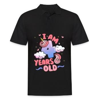 I am 4 years old | Unicorn theme | 4. - Men's Polo Shirt - black - Front - Kai (181cm)