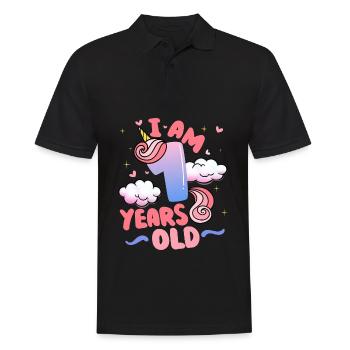 J’ai 1 an | Thème Licorne | 1. - Polo Homme - noir - Devant - Kai (181cm)