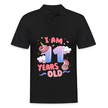 I am 11 years old | Unicorn theme | 11. - Men's Polo Shirt - black - Front - Kai (181cm)