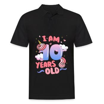 Ich Bin 10 Jahre Alt | Einhorn-thema | 10. - Männer Poloshirt - Schwarz - Vorne - Kai (181cm)