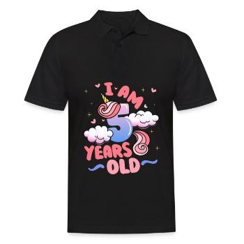 I am 5 years old | Unicorn theme | 5. - Men's Polo Shirt - black - Front - Kai (181cm)