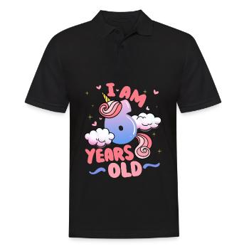 I am 6 years old | Unicorn theme | 6. - Men's Polo Shirt - black - Front - Kai (181cm)