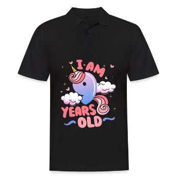 Ich Bin 9 Jahre Alt | Einhorn-thema | 9. - Männer Poloshirt - Schwarz - Vorne - Kai (181cm)