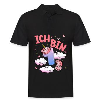 Ich Bin 1 Jahre Alt | Einhorn-thema | 1. - Männer Poloshirt - Schwarz - Vorne - Kai (181cm)