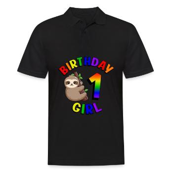 Anniversaire 1 Fille Mignon Bébé Paresseux - Polo Homme - noir - Devant - Kai (181cm)