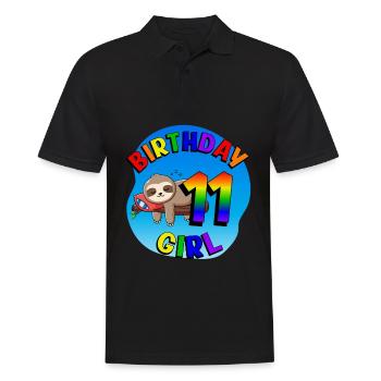 Geburtstag 11 Mädchen Süßes Baby Faultier - Männer Poloshirt - Schwarz - Vorne - Kai (181cm)