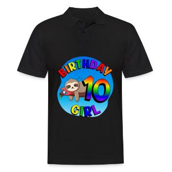 Geburtstag 10 Mädchen Süßes Baby Faultier - Männer Poloshirt - Schwarz - Vorne - Kai (181cm)