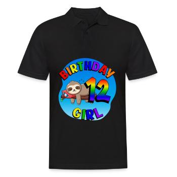 Geburtstag 12 Mädchen Süßes Baby Faultier - Männer Poloshirt - Schwarz - Vorne - Kai (181cm)