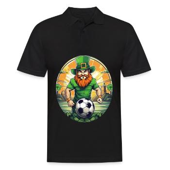 St. Patrick's Day Kleeblatt Fußball - Männer Poloshirt - Schwarz - Vorne - Kai (181cm)