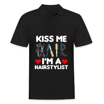 Embrasse-moi je suis un coiffeur coiffeur drôle - Polo Homme - noir - Devant - Kai (181cm)