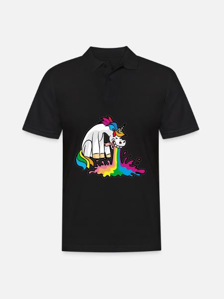 Kotzendes Einhorn Kotze Übergeben Brechen lustig - Männer Poloshirt - Schwarz