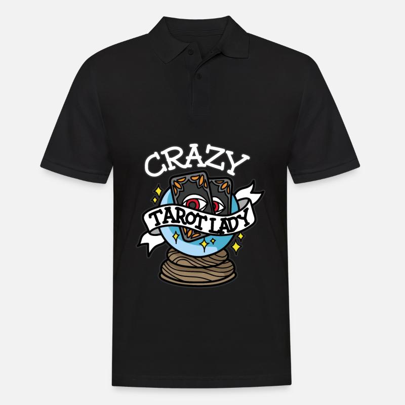 CRAZY TAROT LADY Der Tod Tarot Karten Hellseher - Männer Poloshirt - Schwarz