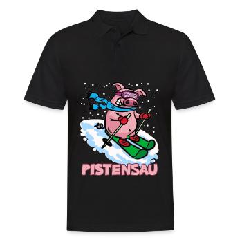 Pistensau Slopes Sau Skiing pig - Men's Polo Shirt - black - Front - Kai (181cm)