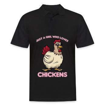 JUSTE UNE FILLE WHO LOVES CHICKENS - Polo Homme - noir - Devant - Kai (181cm)
