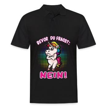 Bevor du fragst: Nein! Selbstbewusstes Einhorn - Männer Poloshirt - Schwarz - Vorne - Kai (181cm)