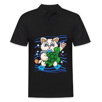 KITTY AVEC LA TORTUE DE MER - Polo Homme - noir - Devant - Kai (181cm)