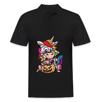 Einhorn Mumie Halloween Kostüm Klopapier - Männer Poloshirt - Schwarz - Vorne - Kai (181cm)