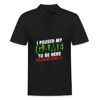 I paused my game to be here gamer humor - Men's Polo Shirt - black - Front - Kai (181cm)