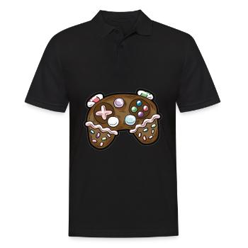 Gingerbread Controller Gamer Christmas Humor - Men's Polo Shirt - black - Front - Kai (181cm)