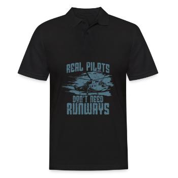 real pilots dont need runways Helikopter Pilot - Männer Poloshirt - Schwarz - Vorne - Kai (181cm)
