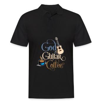 God Guitar Coffee - Männer Poloshirt - Schwarz - Vorne - Kai (181cm)