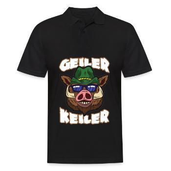 Geiler Keiler Jäger Jagd Spruch lustiger Humor - Männer Poloshirt - Schwarz - Vorne - Kai (181cm)