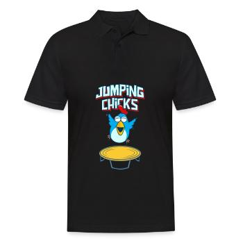 Jumping Chick Trampoline Humor - Men's Polo Shirt - black - Front - Kai (181cm)
