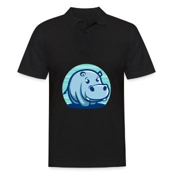 Süßer Hippo Nilpferd Nashorn - Männer Poloshirt - Schwarz - Vorne - Kai (181cm)