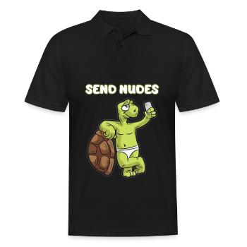 SEND NUDES süße nackte Schildkröte Nackidei - Männer Poloshirt - Schwarz - Vorne - Kai (181cm)