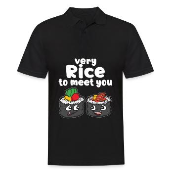 VERY RICE TO MEET YOU Sushi Fan Humor Spruch - Männer Poloshirt - Schwarz - Vorne - Kai (181cm)