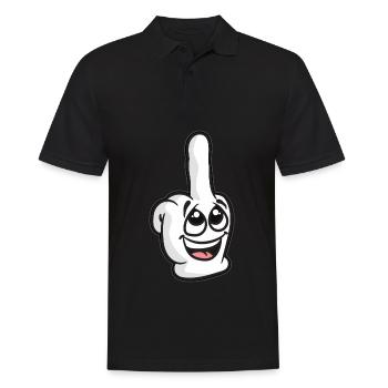 Lachender Mittelfinger Frecher Stinkefinger Humor - Männer Poloshirt - Schwarz - Vorne - Kai (181cm)
